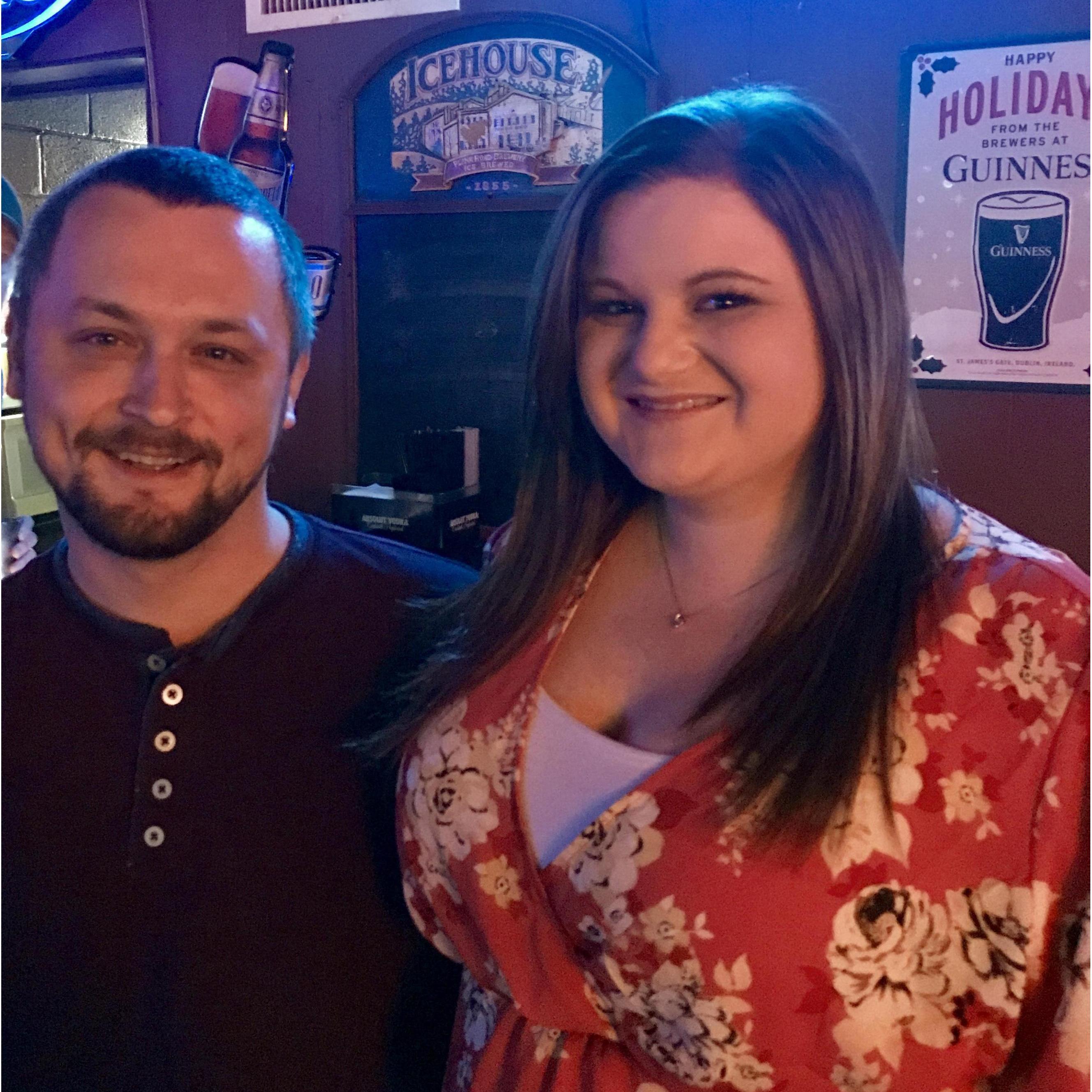 For our first Valentine's Day he reenacted all of our firsts. Here he is sitting in the bar stool he was in when we first met.