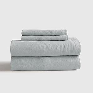 European Linen Sheet Set (Mist) - King w/ flat sheet