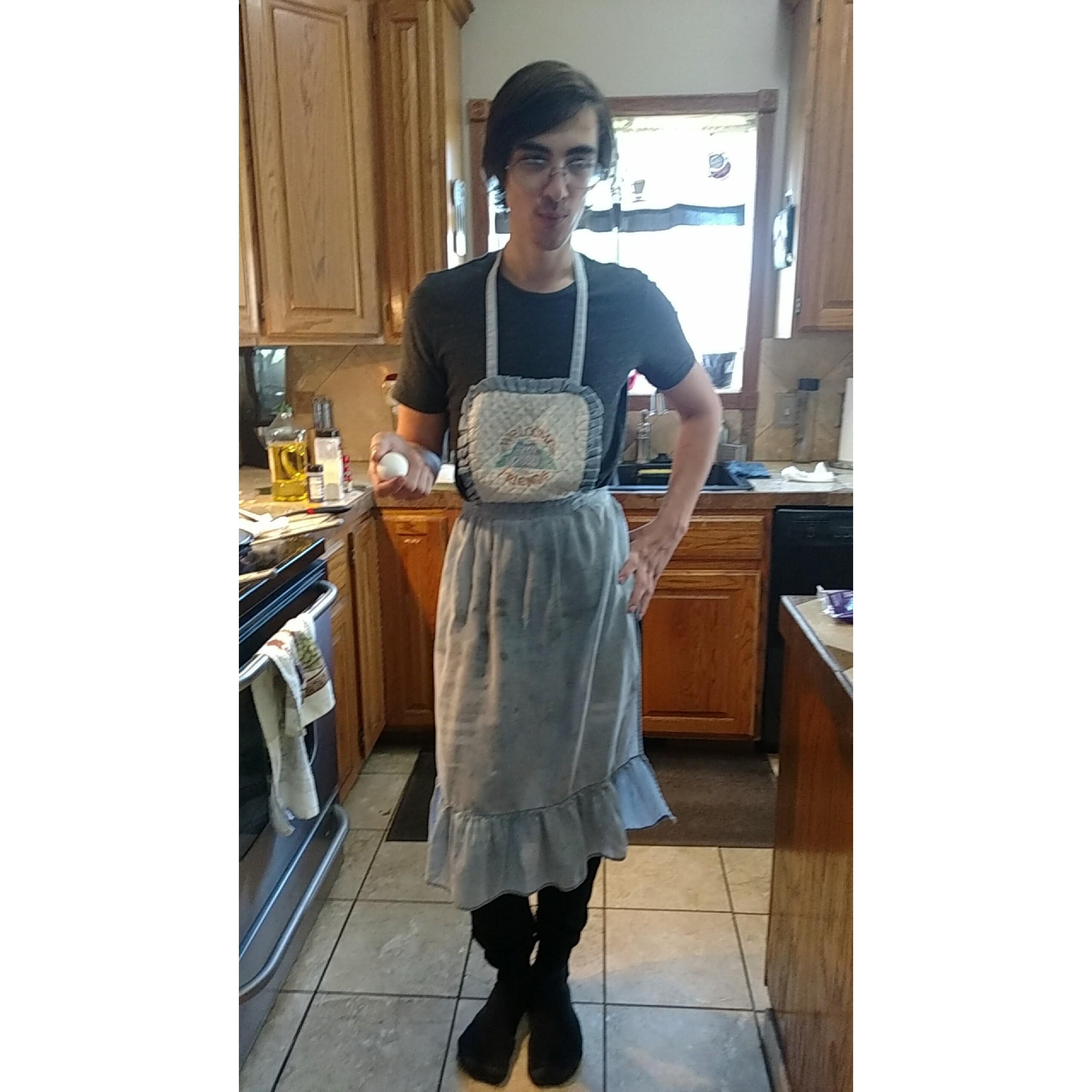 Looking good in Nona's apron!