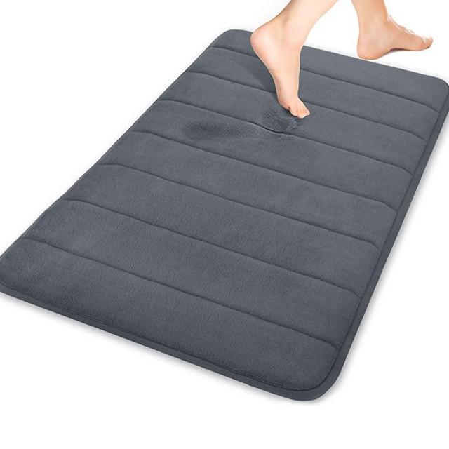 Yimobra Memory Foam Bath Mat Large Size,24 x 17 Inches, Soft and Comfortable, Super Water Absorption, Non-Slip, Thick, Machine Wash, Easier to Dry for Bathroom Floor Rug , Dark Gray