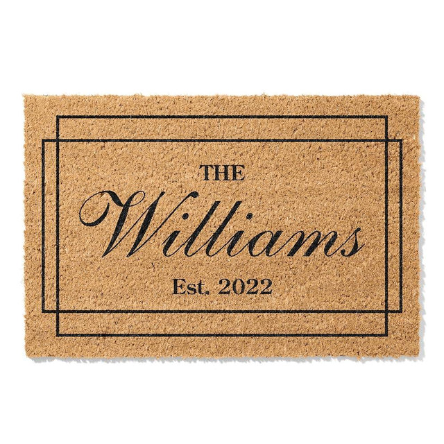 Personalized Door Mat, Custom Door Mat with Last Name & Date I 9 Designs - 3 Sizes I Personalized Doormat for Home Enterance, Ideal Housewarming, Wedding Gifts, Anti-Slip Backing - D2