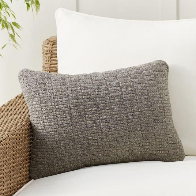 Cruz Eco-Friendly Textured Lumbar Indoor/Outdoor Pillow, 14 x 20", Gray