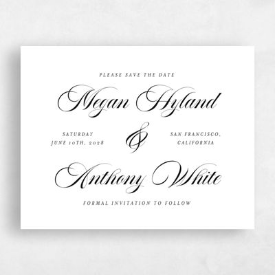 White Wedding Save the Date - Jessenia Landscape