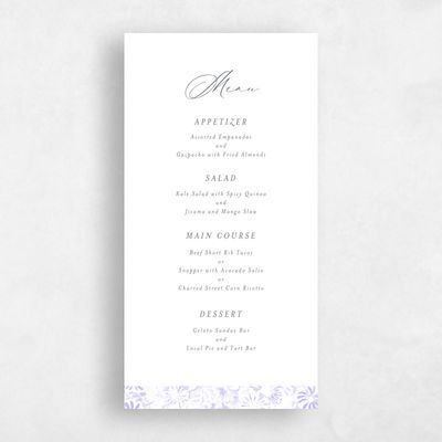 Purple Wedding Menu - Hallberg