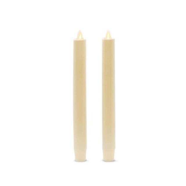 Luminara Set of 2 Moving Flame LED Taper (1x9.75), Flameless Candle, Melted Edge, Smooth Wax, Unscented (Ivory)