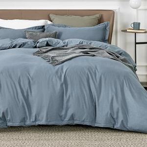 Bedsure Duvet Cover King Size - Soft Double Brushed Bedding Set for Kids & Adults, Zipper Closure, 3 Pieces, Includes 1 Duvet Cover (104"x90") & 2 Pillow Shams, NO Comforter, Mineral Blue