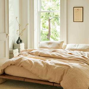 Washed Linen Duvet Set- King, Khaki Chambray
