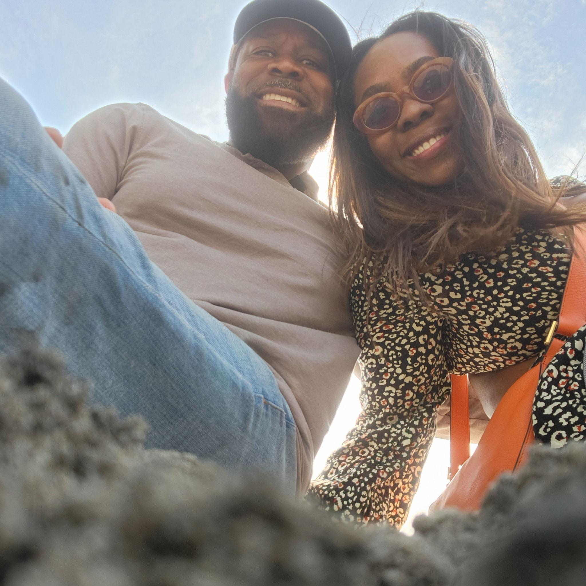 Our first time out of the country together at a beach in Toronto, Canada