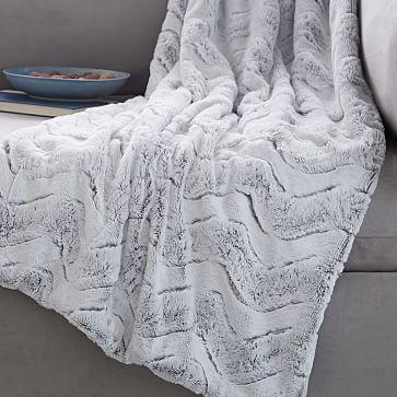 Faux Fur Chevron Throw
