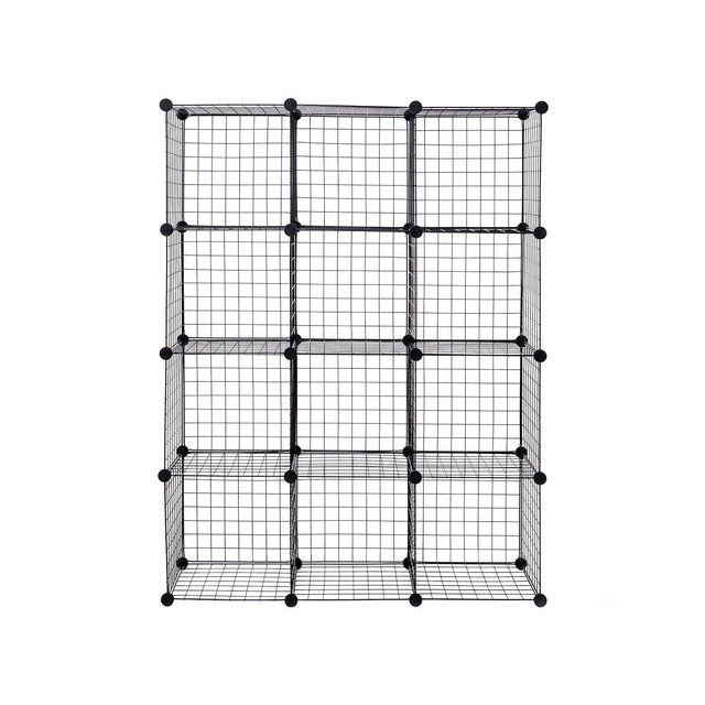 Costway 12 Cube Grid Wire Organizer Wardrobe Shelves Bookcase DIY