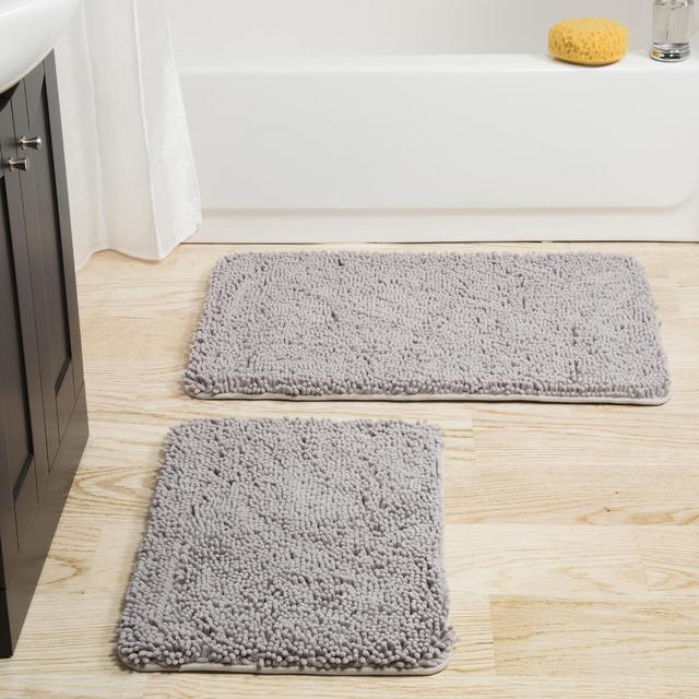 2-Piece Bathroom Rug Set – Memory Foam Bath Mat Set with Plush Chenille Top and Non-Slip Base – Machine Washable Bath Rugs by Lavish Home