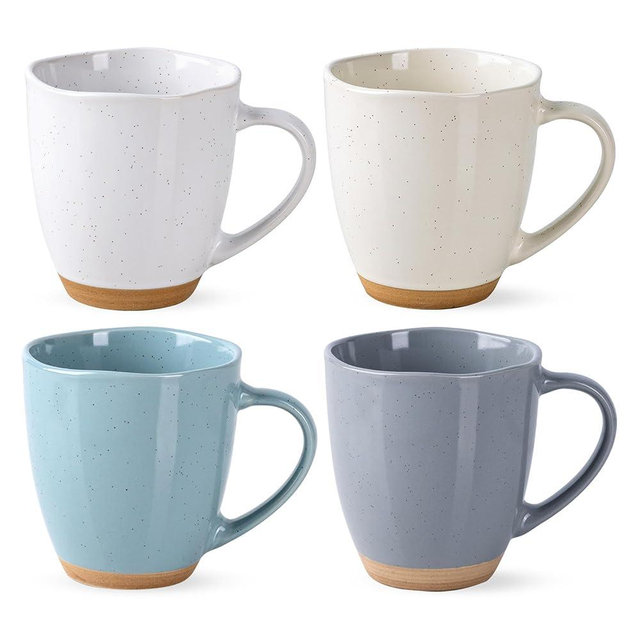 AmorArc 12oz Coffee Mugs, Ceramic Coffee Mugs set of 4 for Man, Woman, Dad, Mom, Modern Coffee Mugs with handle for Latte/Cappuccino/Milk/Cocoa. Dishwasher&Microwave Safe,Multi-Color