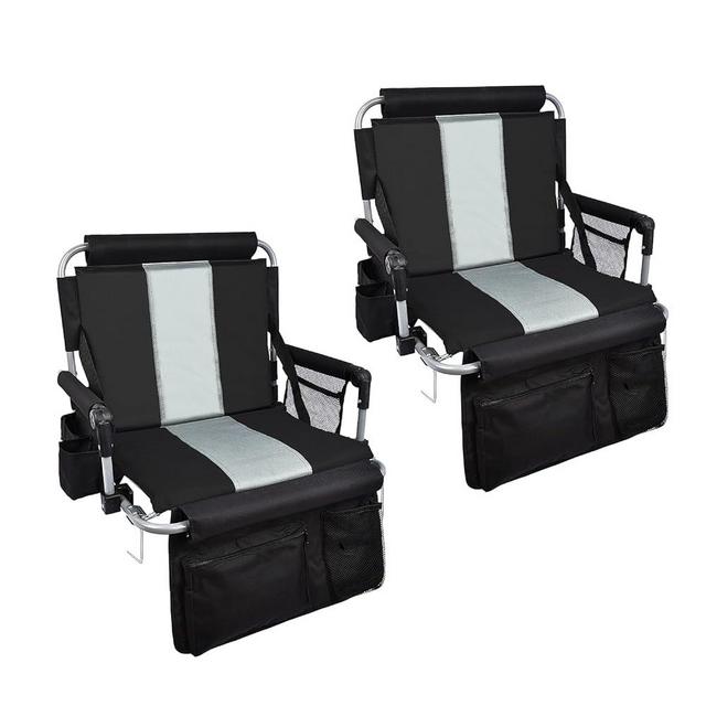 AOOXIMI Stadium Seats for Bleachers with Back Support, Bleacher Seats with Backs and Cushion Wide, Stadium Chairs with Cup Holders, Mesh Bags and Hide Hooks, for Basketball and Football Bench Seats