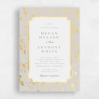 Stone Gray, Grey Wedding Invitation - Vasara Portrait Foil