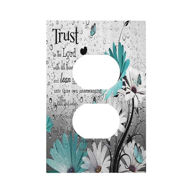 Farm Teal Daisy Floral Bible Verse Inspirational Motivational 1 Gang Single Duplex Light Switch Plate Outlet Cover Decorative Wall Plate Switchplate Electrical Faceplate for Livingroom Office Bathroom