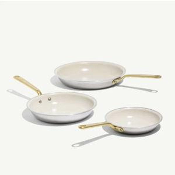 Made in CeramiClad™ Non Stick Frying Pan - 3-Piece Set Antique Brass Handle