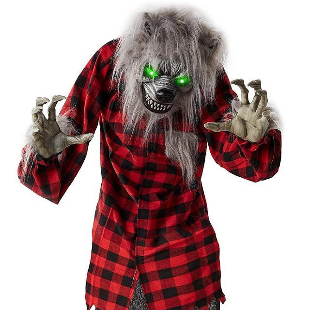 Best Choice Products 5ft Animatronic Werewolf Halloween Decor, Howling Hudson Standing Poseable Halloween Decoration w/Pre Recorded Phrases, LED Glowing Eyes, Adjustable Arms