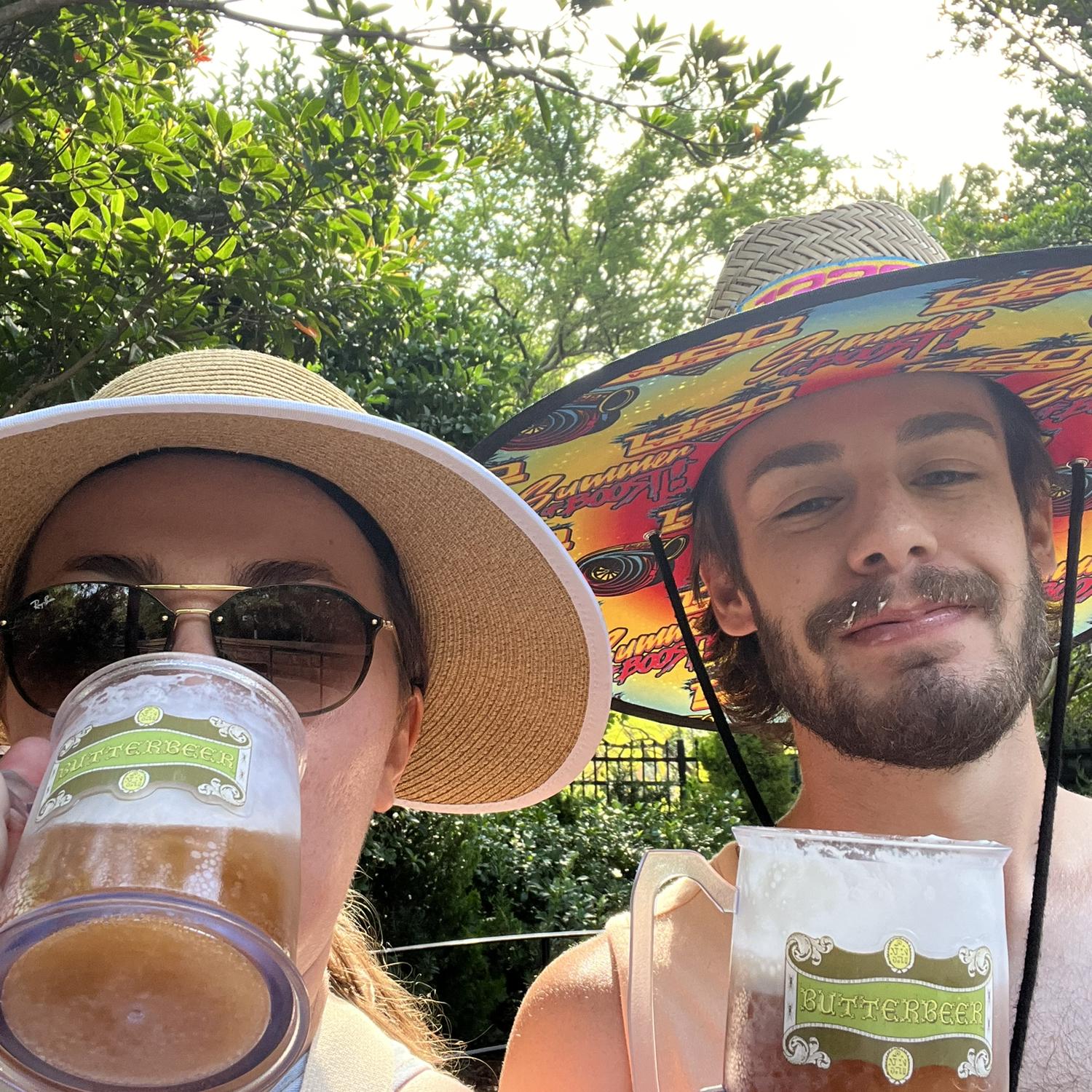 Enjoying a round of Butterbeer at Universal Studio’s Wizarding World of Harry Potter