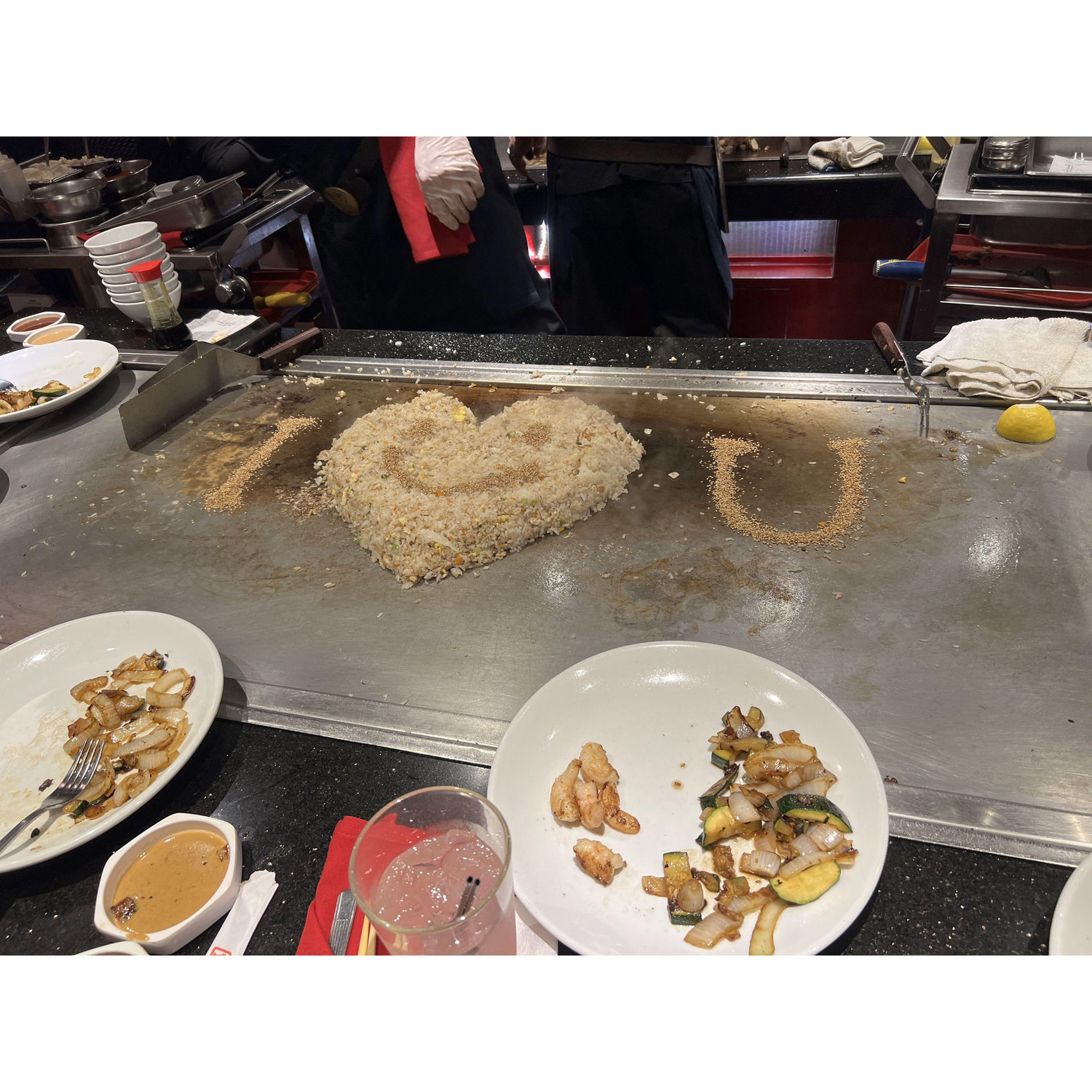 Engagement dinner! Our hibachi chef went all out!