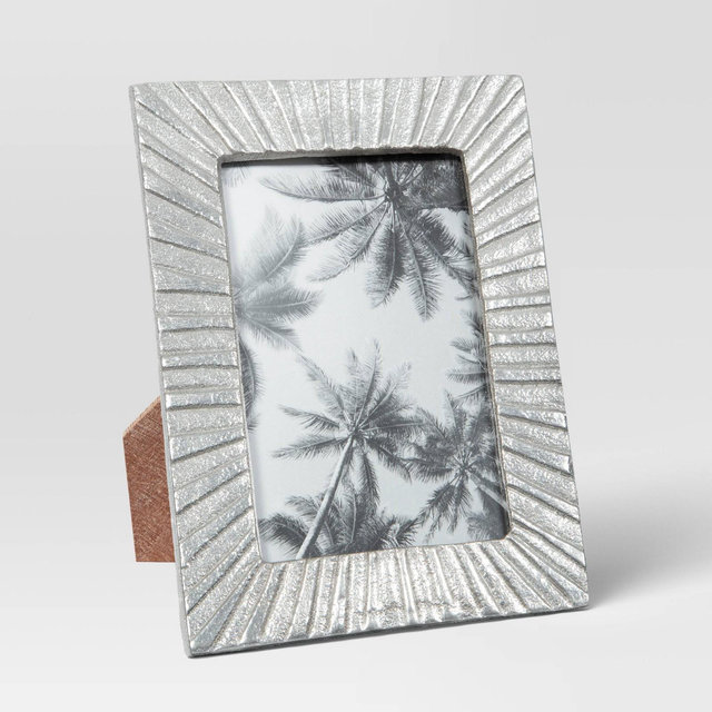 4"x6" Cast Aluminum Texture Metal Table Frame Silver - Threshold™