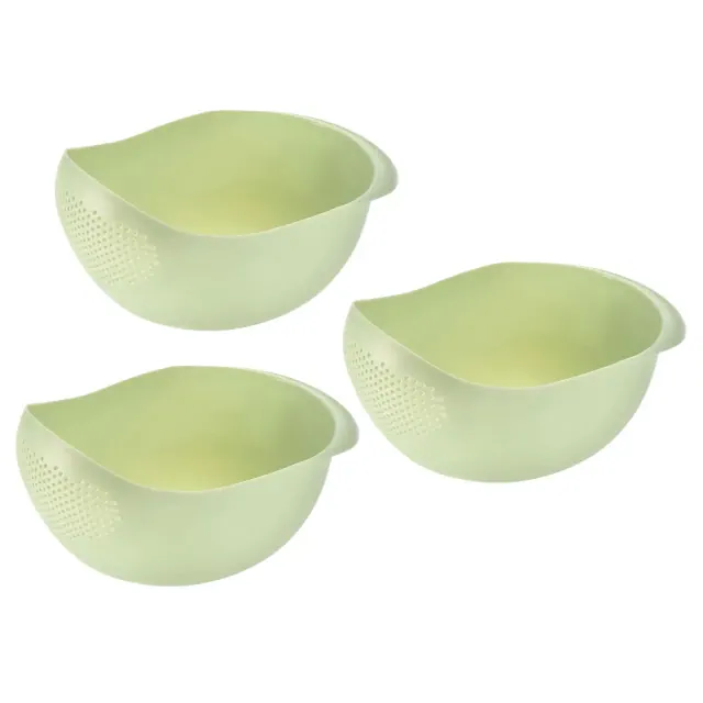Unique Bargains Rice Washing Bowl Colander Rice Strainer Basket Multipurpose Basket Green