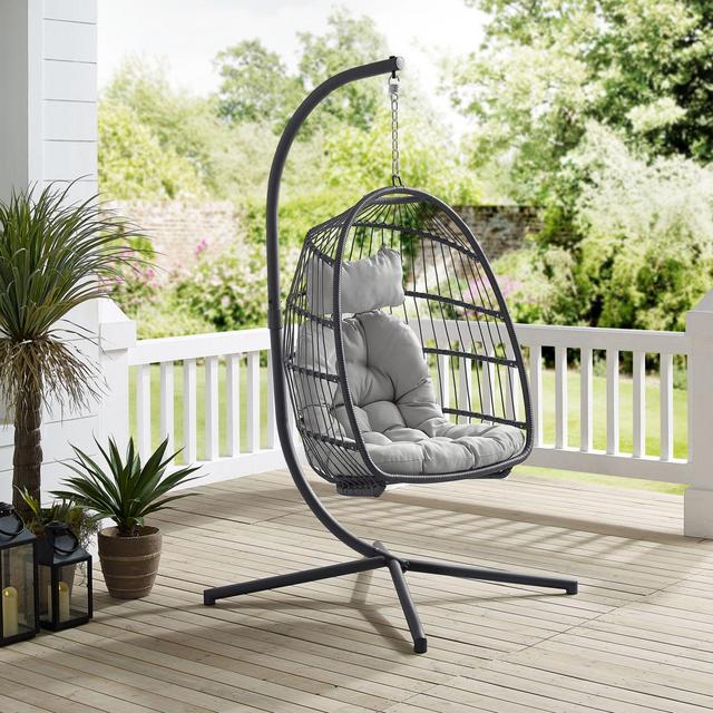 Forest Gate Metal Swing Egg Chair with Stand in Grey