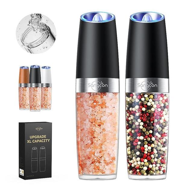 𝐔𝐩𝐠𝐫𝐚𝐝𝐞𝐝 𝟗𝐨𝐳 𝐗𝐋 𝐂𝐚𝐩𝐚𝐜𝐢𝐭𝐲 Sangcon Gravity Electric Salt and Pepper Grinder Set Battery Powered Refillable Automatic Operation Adjustable Coarseness Mill Grinder Shakers Set
