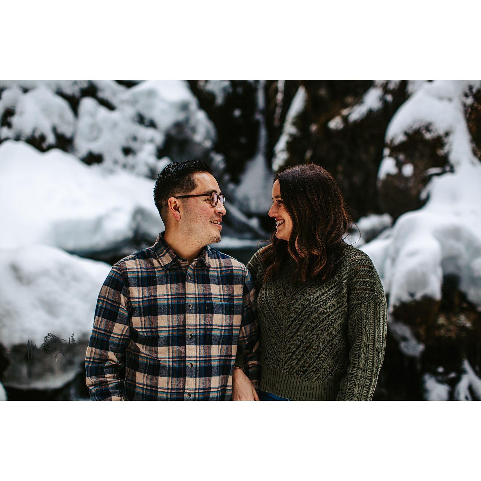 One of the many pictures from our engagement photo shoot at Virgin Creek Falls in Girdwood, AK.
