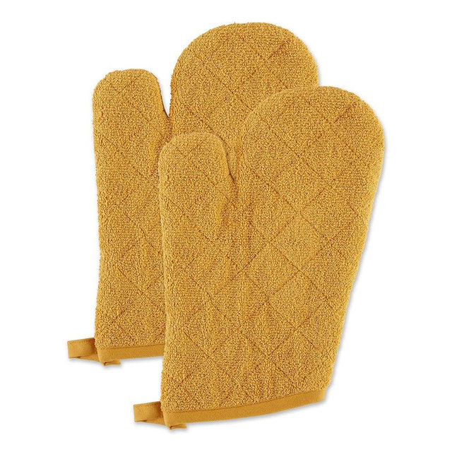 DII Basic Terry Collection 100% Cotton Quilted, Oven Mitt, Honey Gold, 2 Piece