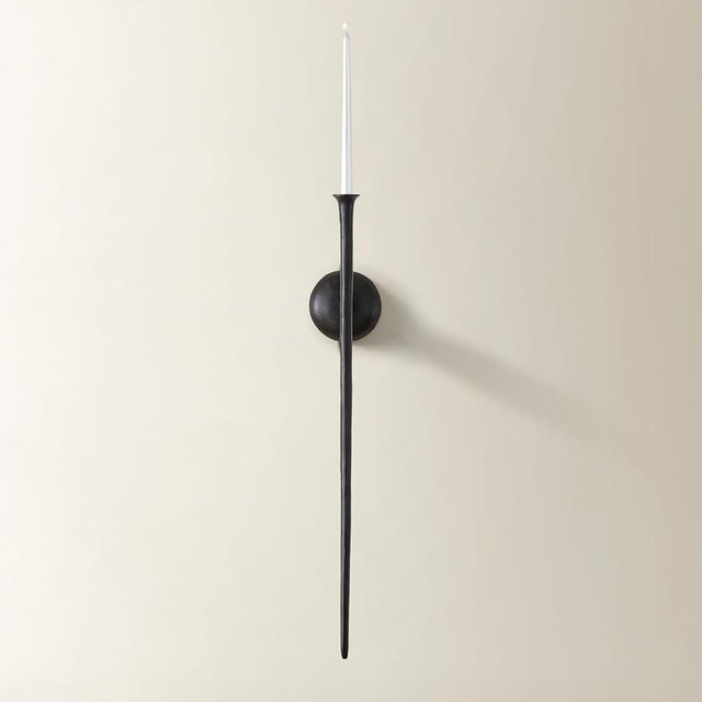 Z Gallerie One Piece Aspar Wall Sconce Long Candle Holder in Black Finish, Retro Chic Wall Decor for Living Room,Vintage Candle Wall Sconce with Timeless Appeal(Candles not Included)