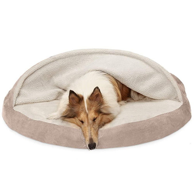 Furhaven Pet Dog Bed | Therapeutic Round Cuddle Nest Snuggery Burrow Blanket Pet Bed w/ Removable Cover for Dogs & Cats - Available in Multiple Colors & Styles