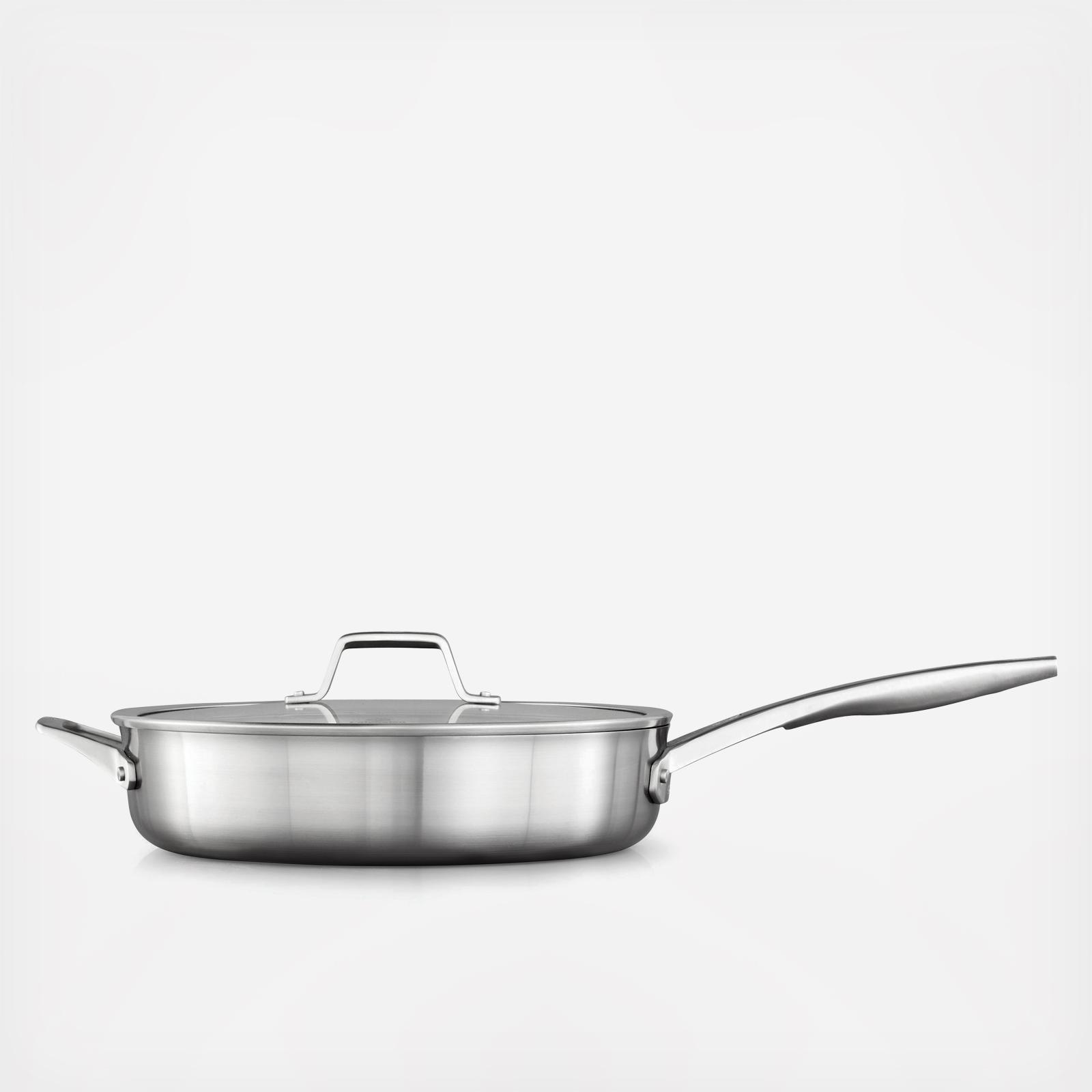 Calphalon Premier Stainless Steel Cookware, 3.5-Quart Sauce Pan with Pour  and Strain Cover 