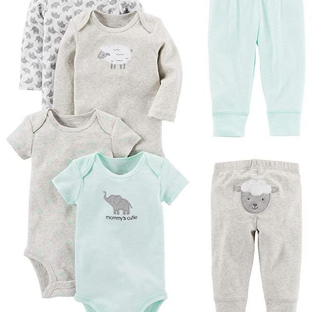 Simple Joys by Carter's Unisex Babies' 6-Piece Bodysuits (Short and Long Sleeve) and Pants Set