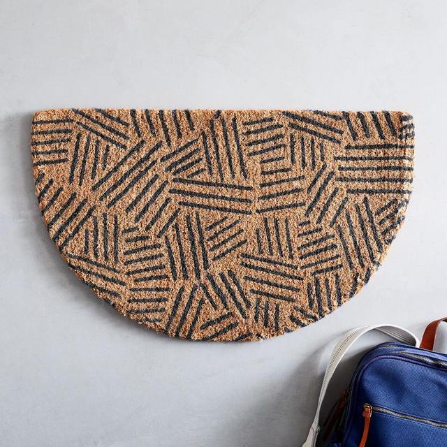 Tossed Dash Semi Circle Doormat, 18"x30", Iron Gate