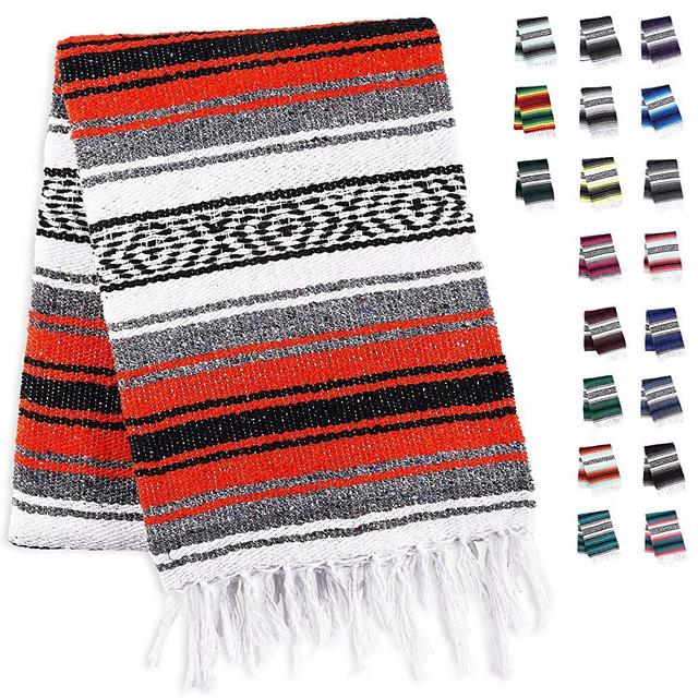 Handcrafted Mexican Blankets, Artisanal Handwoven Serape Blanket, Authentic Falsa Blanket, Great As Beach Blanket, Camping Blanket, Picnic Blanket, Outdoor Blanket, Boho Throw Blankets, Orange