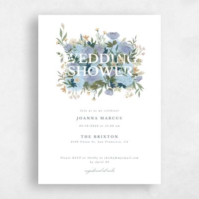 Dusty Blue Wedding Wedding Shower Invitation - Laurelwood Type