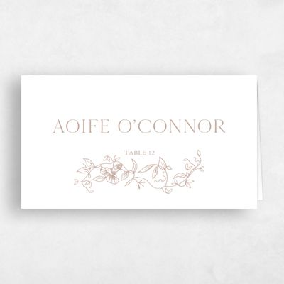 Latte, White Wedding Place Card - Plumeria