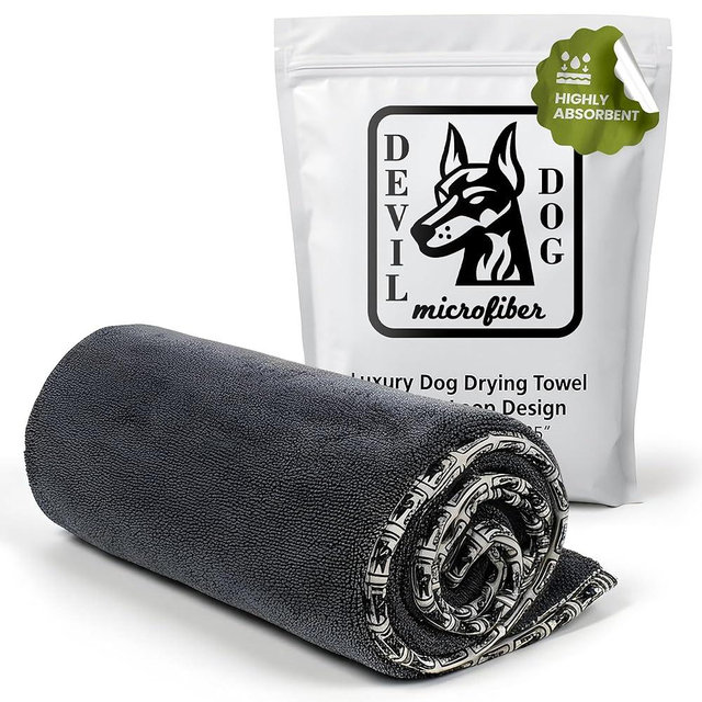 Premium Drying Towel – Large 24x35 Super Absorbent Microfiber Dog Bath Towel – Quick Dry, Soft & Durable Dog Towel for Drying Dogs – 1200 GSM Gray for Beach, Camping & Travel