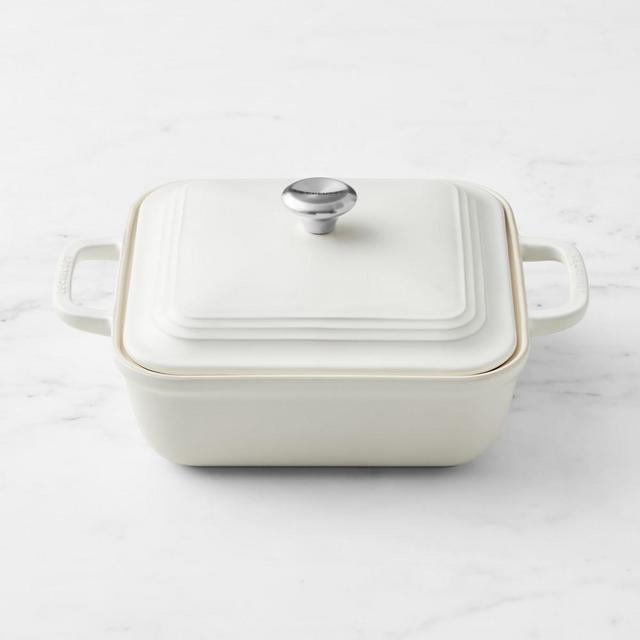 Le Creuset Stoneware Square Covered Baker, 3-Qt., Matte White
