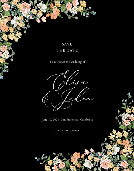 Pourpier Portrait | Black | Zola Save The Dates