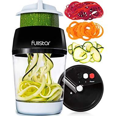 Vegetable Spiralizer Vegetable Slicer - 3 in 1 Zucchini Spaghetti Maker Zoodle Maker - Veggie Spiralizer Adjustable Handheld Spiralizer - Zucchini Noodle Maker Zucchini Spiralizer with Container