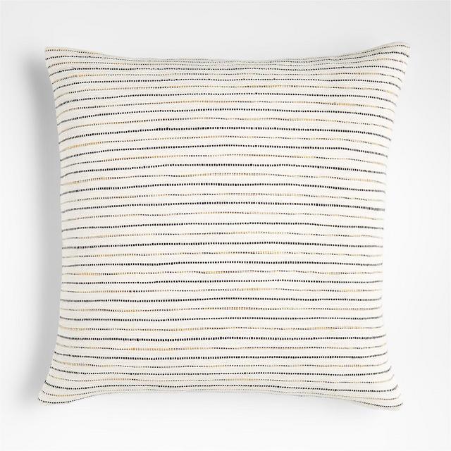 Dellana 23" Striped Natural Square Pillow Cover with Feather-Down Insert