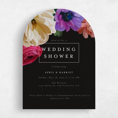 Black Arch Wedding Wedding Shower Invitation - Wildrose Portrait