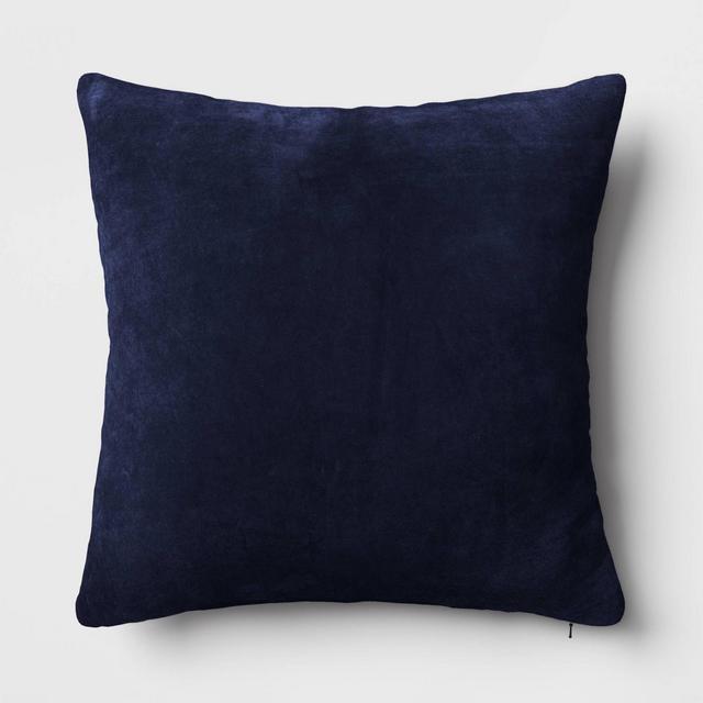 Washed Cotton Velvet Square Throw Pillow Blue - Threshold™