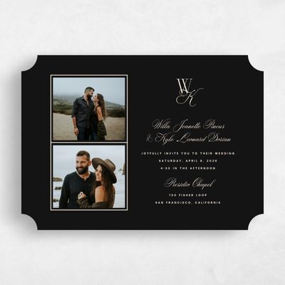 Black Ticket Wedding Invitation - Lux Photo
