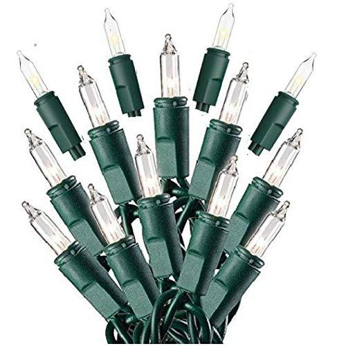 Prextex 100-Count Clear Green Wire Christmas Light Set Christmas Decorations
