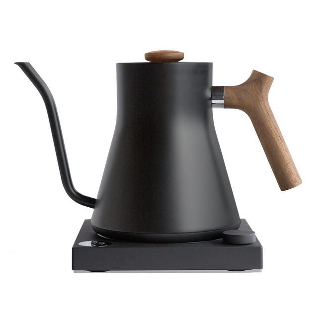 Fellow Stagg EKG Electric Kettle, Matte Black with Walnut Wood Accents