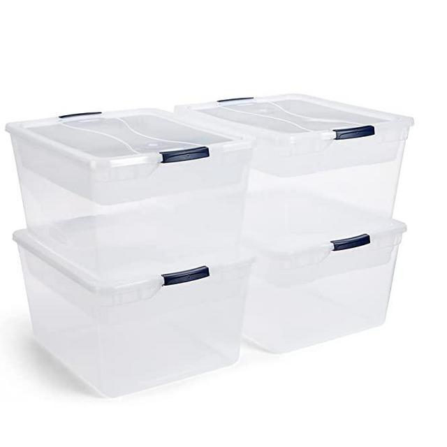 MR.Siga 4 Pack Airtight Food Storage Container Set, BPA Free Kitchen Pantry  Organization Canisters with One-handed Leak Proof Lids, 1L / 33.8oz,  Medium, White 