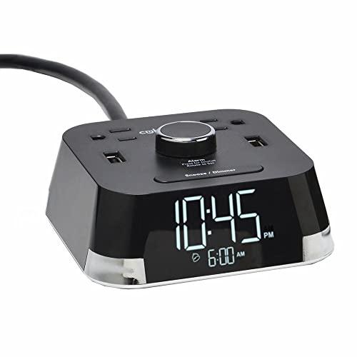 Brandstand | CubieTime | User Friendly & Convenient Alarm Clock Charger | 2 USB Ports | 2 Tamper Resistant Outlets | Safety Tested- Meets UL Standards