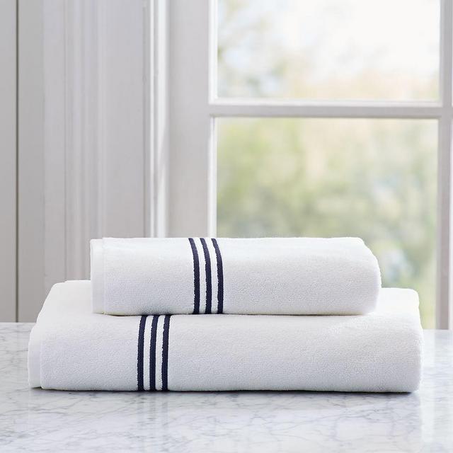 Grand Organic Embroidered Bath Towel, Midnight